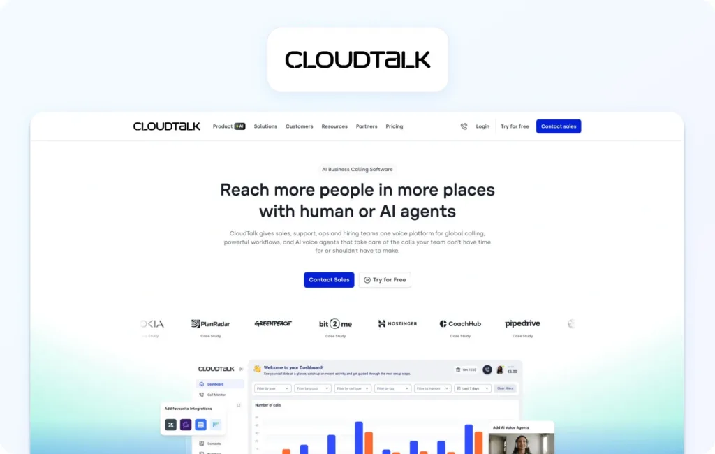 CloudTalk homepage view