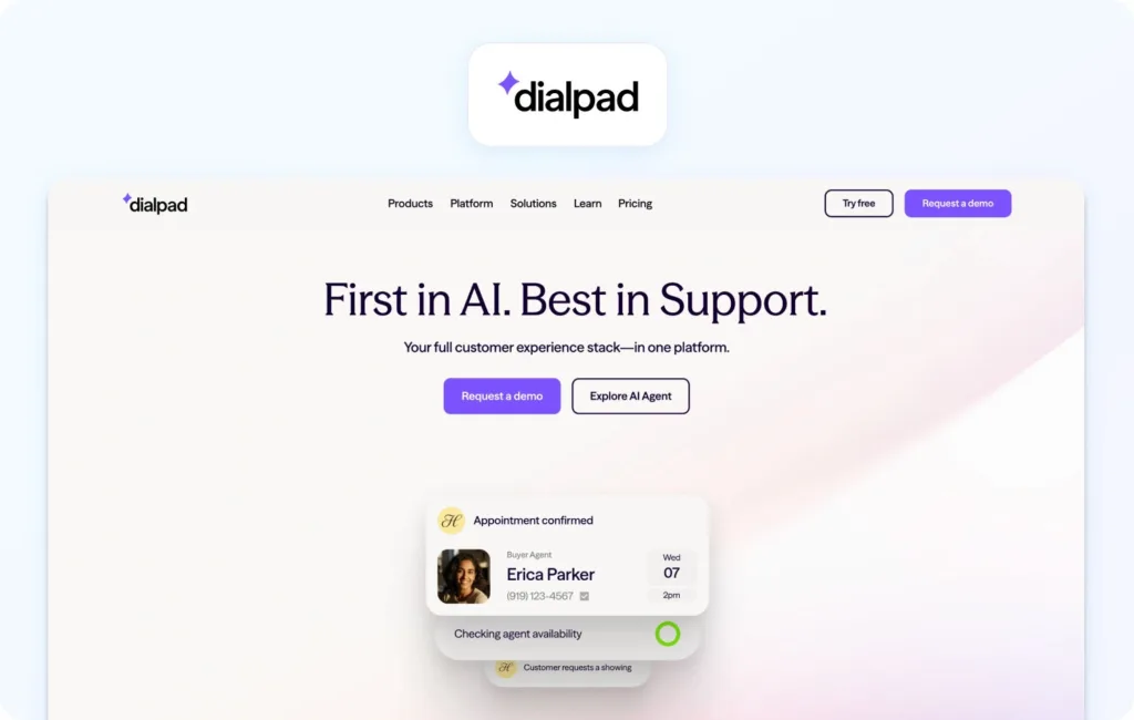 Dialpad homepage view