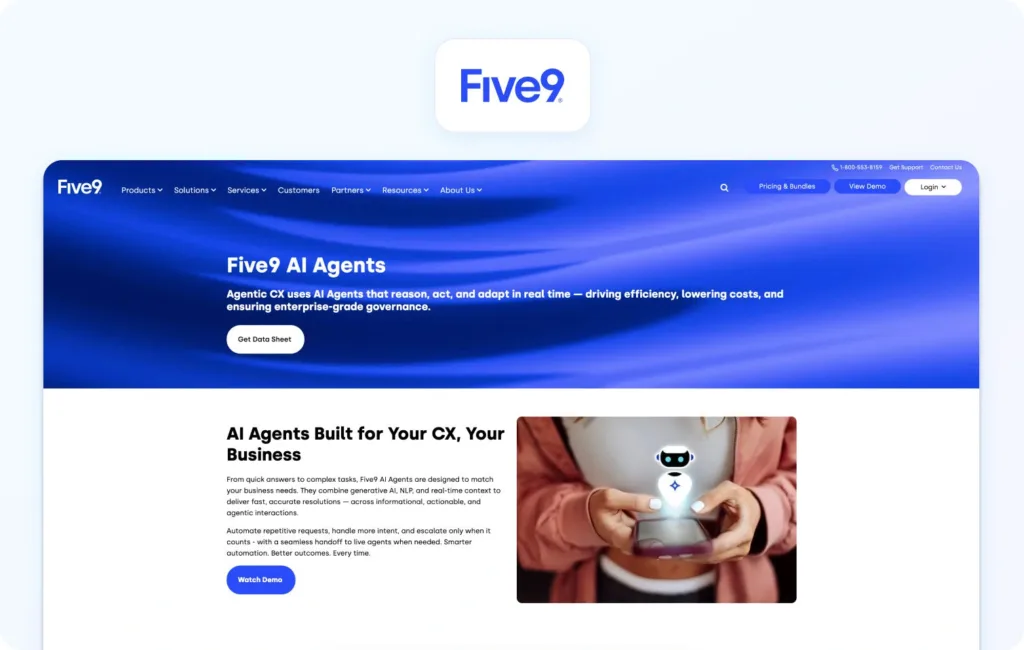 Five9 homepage view