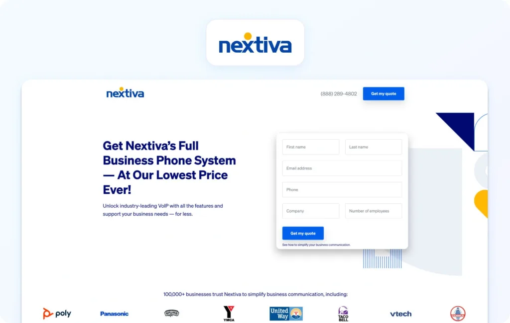 Nextiva homepage view