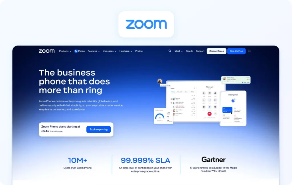 Zoom homepage view
