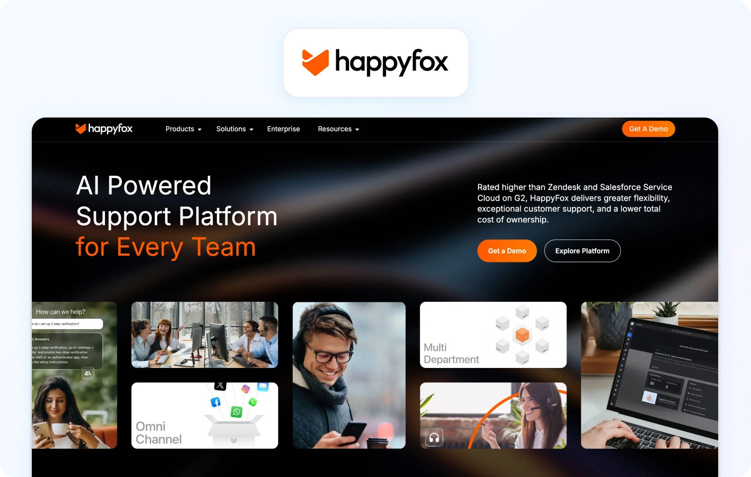 HappyFox Homepage view