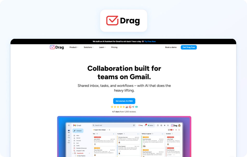 DragApp homepage view
