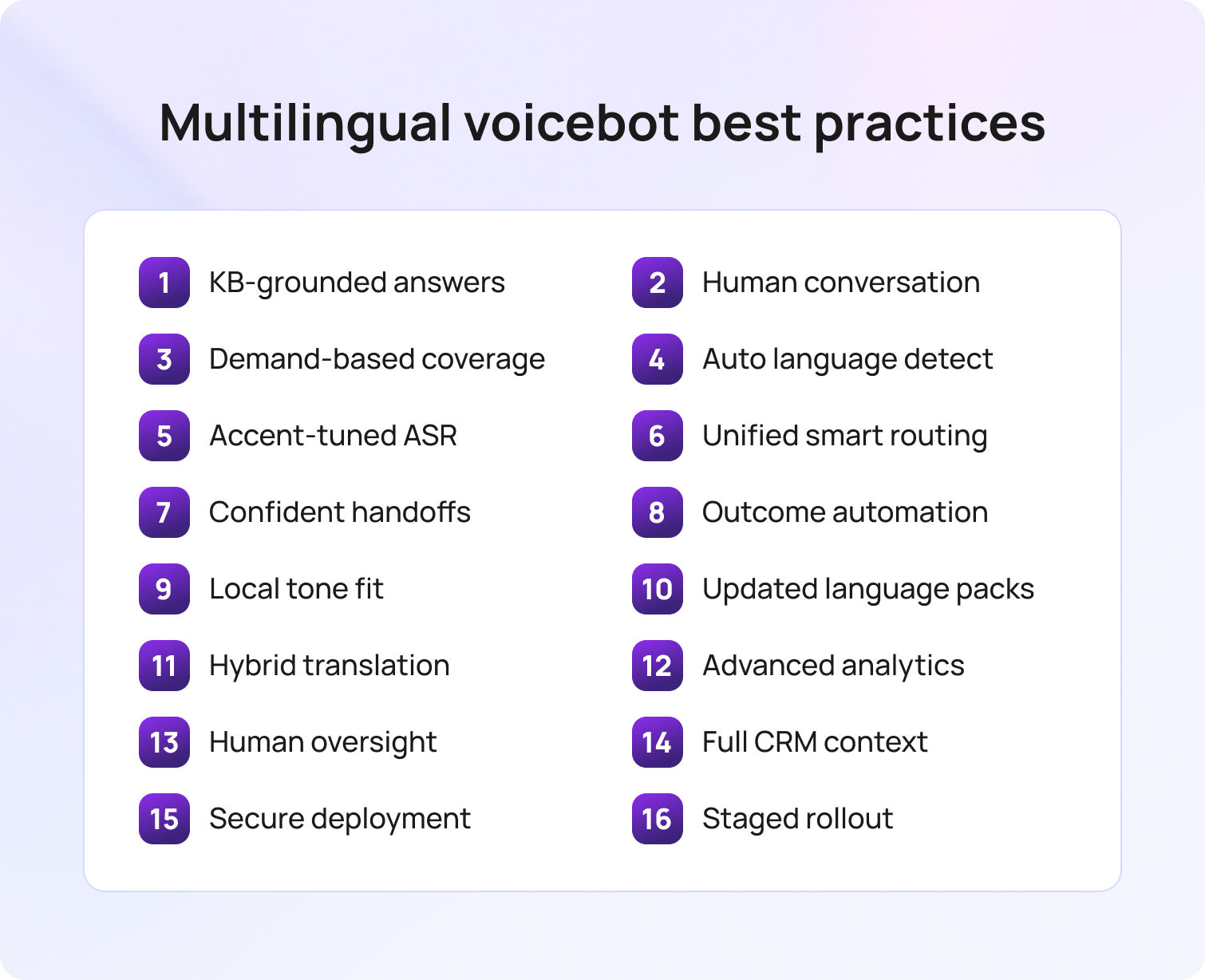 Multilingual voicebot best practices
