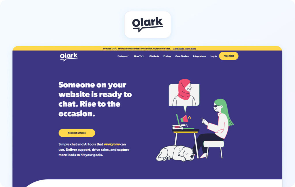 Olark homepage view