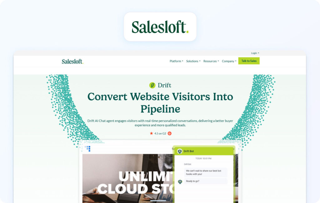 Salesloft homepage view