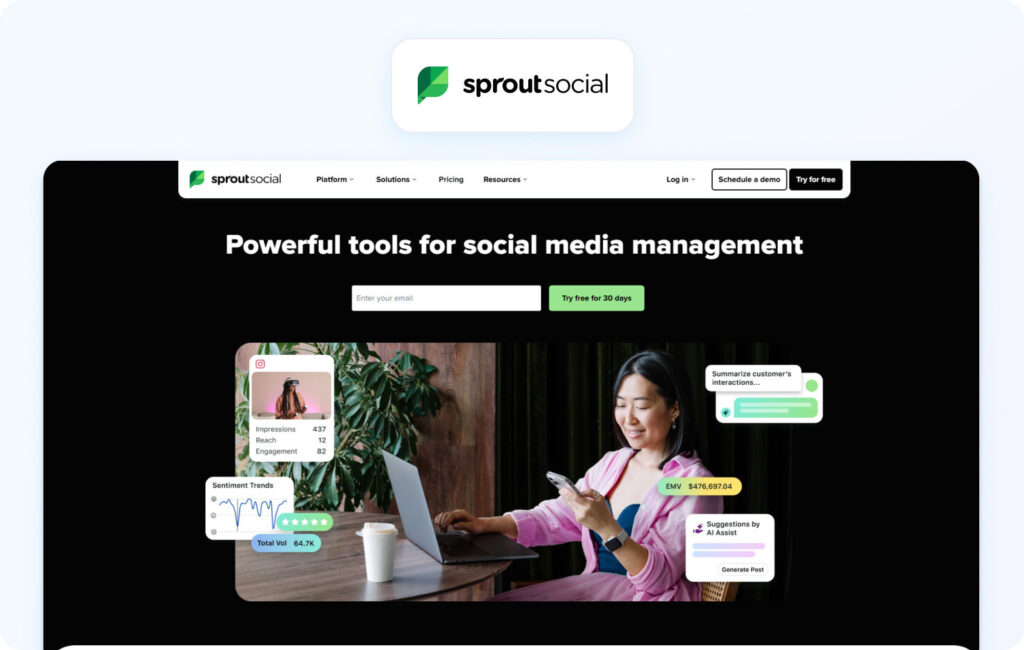 Sprout Social Homepage View