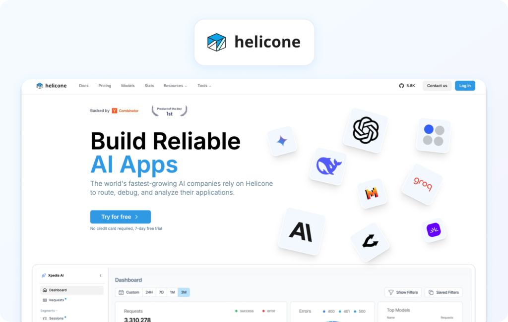 helicone homepage